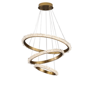 Besy Contemporary K9 Crystal Halo Circle Foyer Chandelier