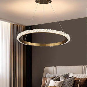 Besy Contemporary K9 Crystal Halo Circle Foyer Chandelier