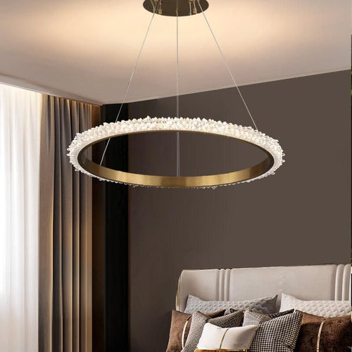 Besy Contemporary K9 Crystal Halo Circle Foyer Chandelier