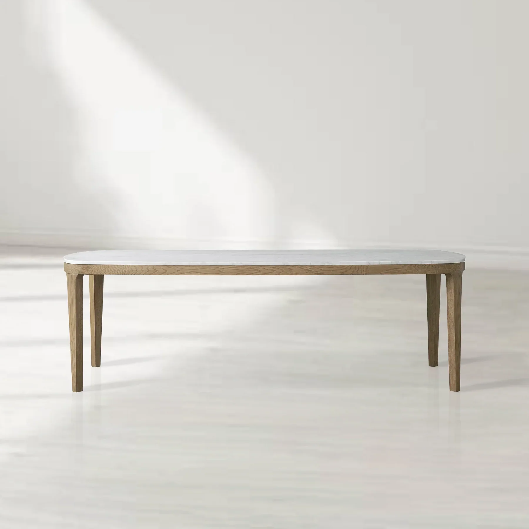 Danny Rectangular Marble Top Dining Table with Oak Wood Base – kimoylights