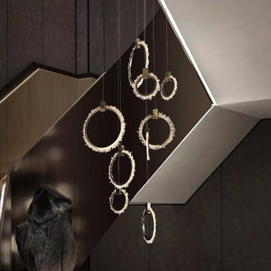 Besy Crystal Champagne Gold Staircase Chandelier