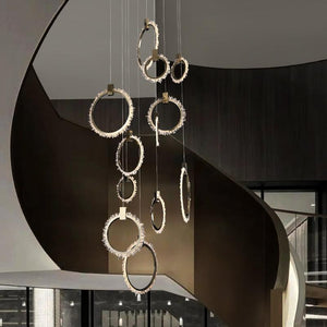 Besy Crystal Champagne Gold Staircase Chandelier