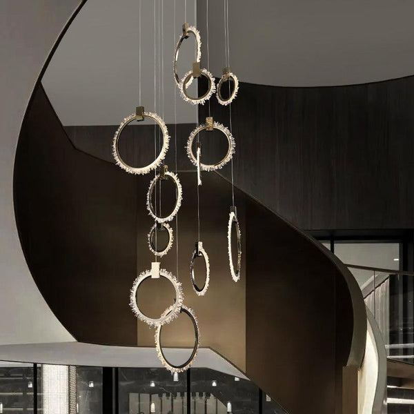 Besy Crystal Champagne Gold Staircase Chandelier