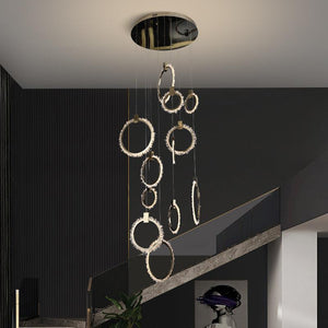Besy Crystal Champagne Gold Staircase Chandelier
