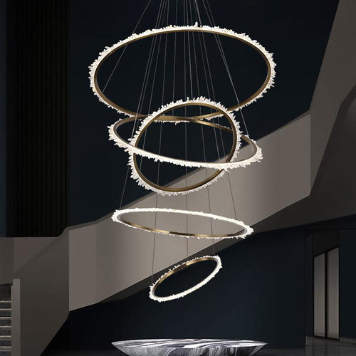 Besy Rock Crystal Multi Rings Chandelier For Staircase