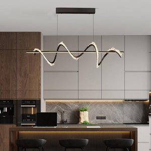 Besy Spiral Rock Crystal Chandelier,Linear Dining Room Chandelier