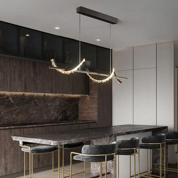 Besy Spiral Rock Crystal Chandelier,Linear Dining Room Chandelier