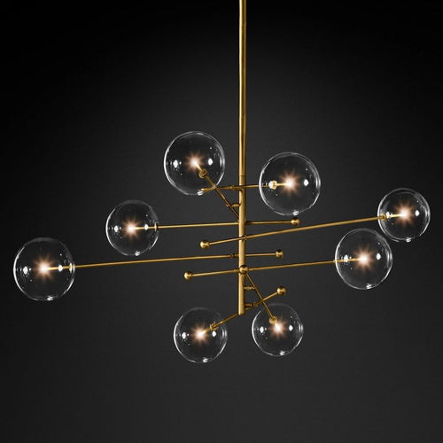 Glass Globe Mobile Eight-arm  Living Room Chandelier 79"