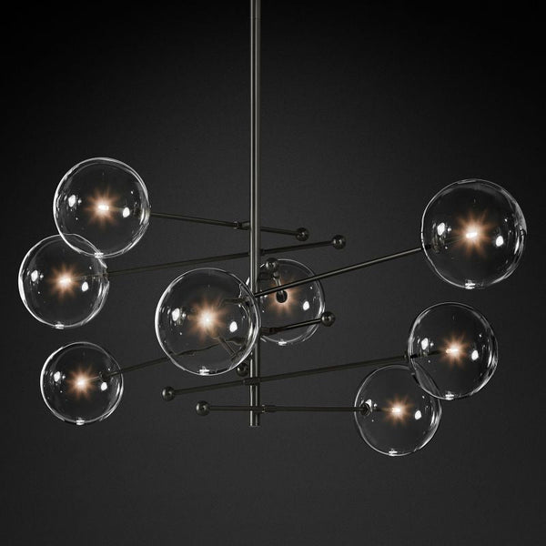 Glass Globe Mobile Eight-arm  Living Room Chandelier 79"