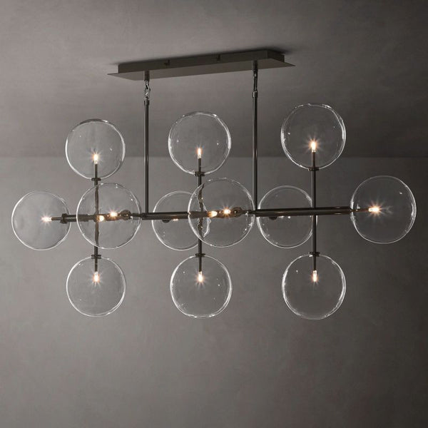 Glass Globe Mobile Linear Chandelier 58"