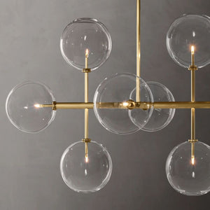 Glass Globe Mobile Linear Chandelier 58"