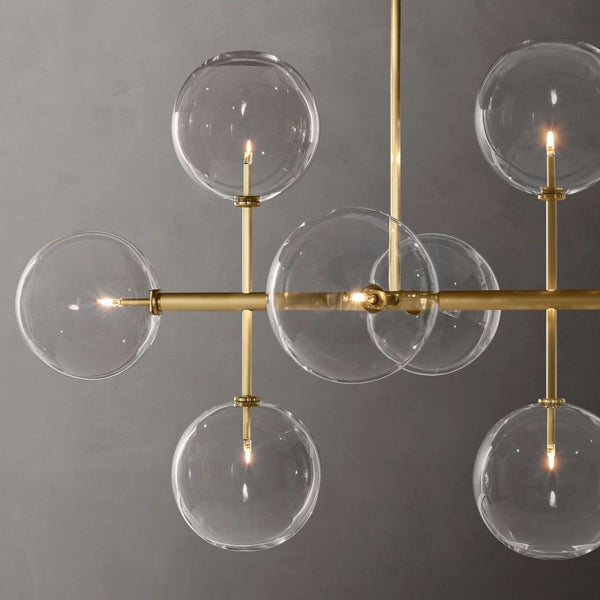 Glass Globe Mobile Linear Chandelier 58"