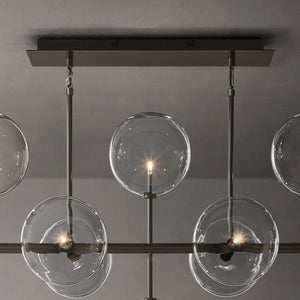 Glass Globe Mobile Linear Chandelier 58"