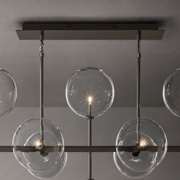 Glass Globe Mobile Linear Chandelier 58"