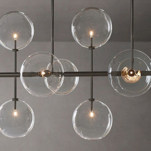 Glass Globe Mobile Linear Chandelier 58"