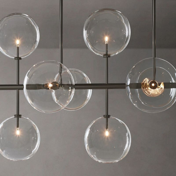 Glass Globe Mobile Linear Chandelier 58"