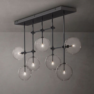 Glass Globe Mobile Linear  Living Room Chandelier 60"