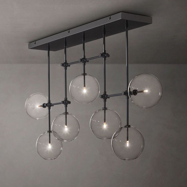 Glass Globe Mobile Linear  Living Room Chandelier 60"