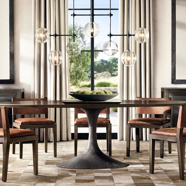 Glass Globe Mobile Linear  Living Room Chandelier 60"