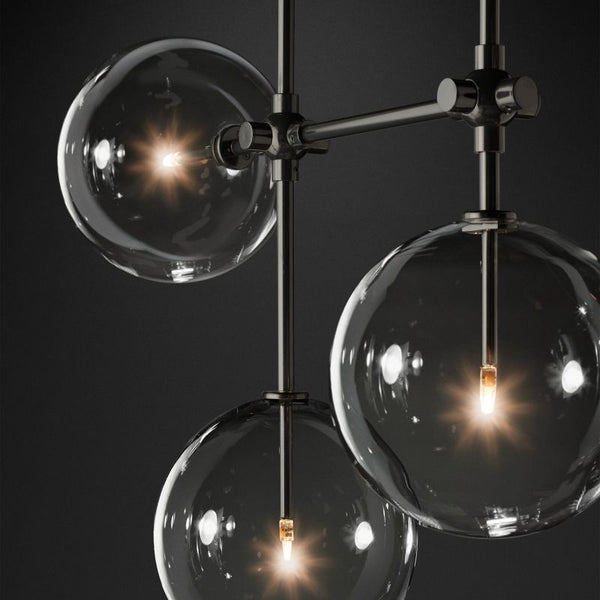 Glass Globe Mobile Linear  Living Room Chandelier 60"