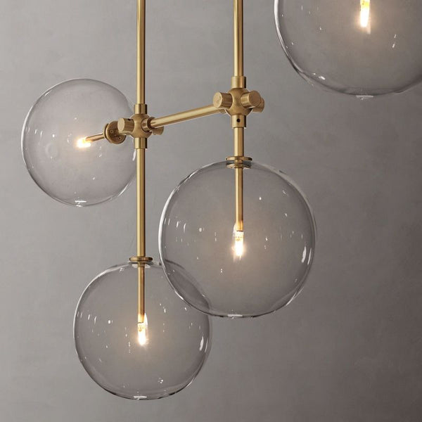 Glass Globe Mobile Linear  Living Room Chandelier 60"