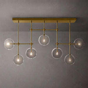 Glass Globe Mobile Linear  Living Room Chandelier 60"