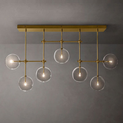 Glass Globe Mobile Linear  Living Room Chandelier 60"
