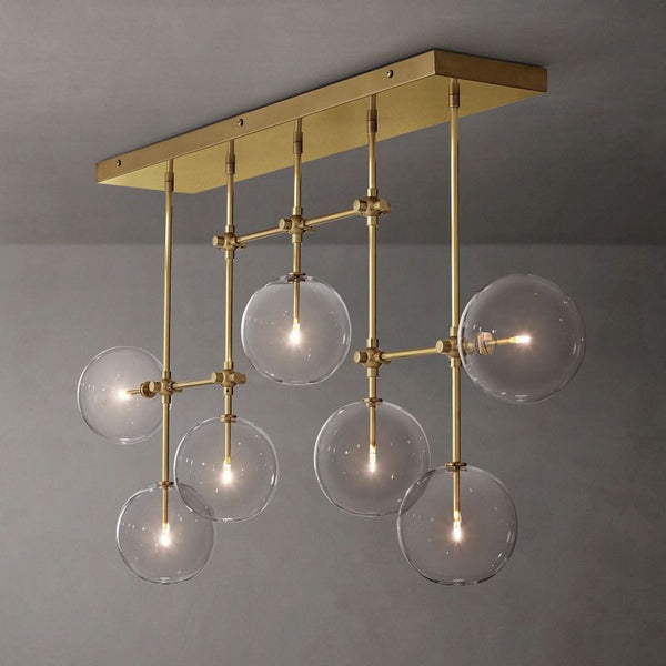 Glass Globe Mobile Linear  Living Room Chandelier 60"