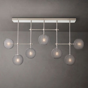 Glass Globe Mobile Linear  Living Room Chandelier 60"
