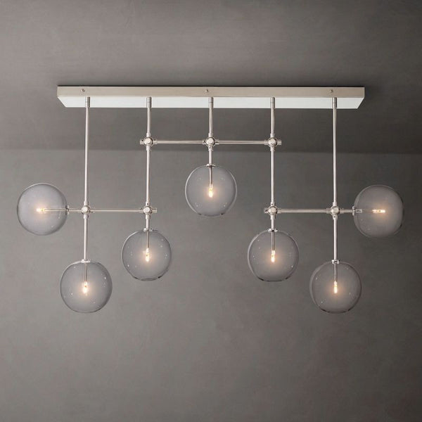 Glass Globe Mobile Linear  Living Room Chandelier 60"