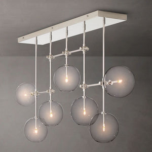 Glass Globe Mobile Linear  Living Room Chandelier 60"