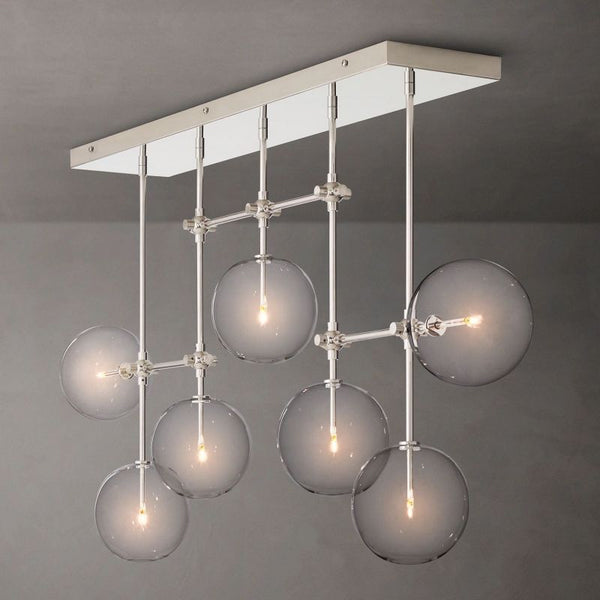 Glass Globe Mobile Linear  Living Room Chandelier 60"