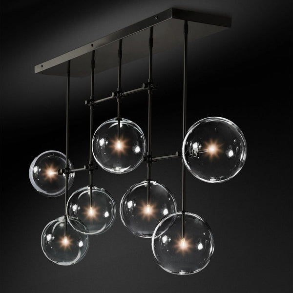 Glass Globe Mobile Linear  Living Room Chandelier 60"