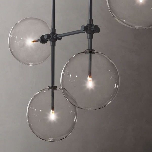 Glass Globe Mobile Linear  Living Room Chandelier 60"