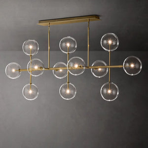 Glass Globe Mobile Linear Chandelier 72"For Living Room