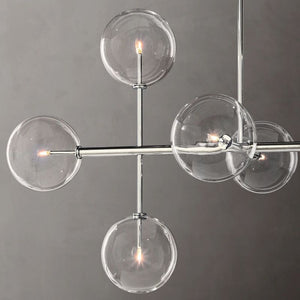 Glass Globe Mobile Linear Chandelier 72"For Living Room
