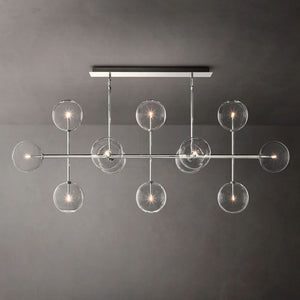 Glass Globe Mobile Linear Chandelier 72"For Living Room