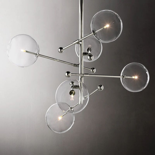 Glass Globe Mobile Six-arm  Living Room Chandelier 40"