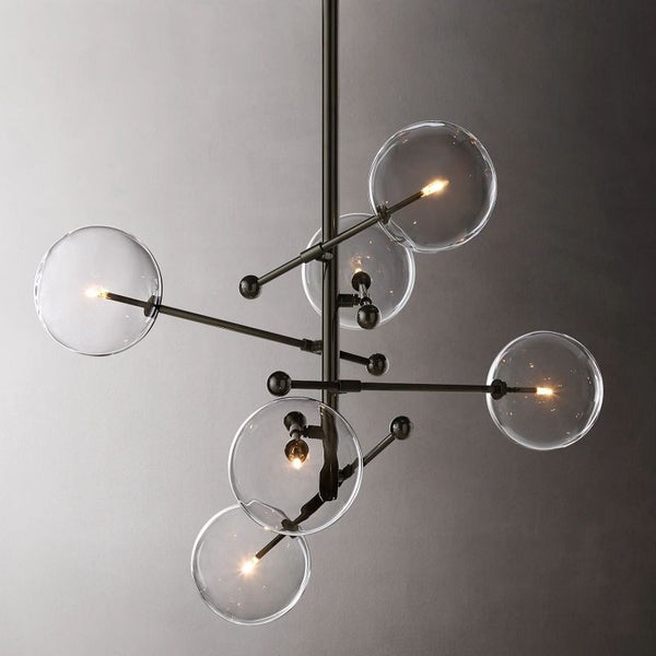 Glass Globe Mobile Six-arm  Living Room Chandelier 40"