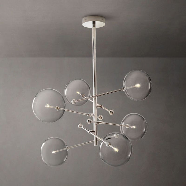 Glass Globe Mobile Six-arm  Living Room Chandelier 55"
