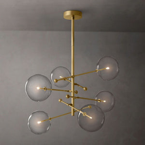Glass Globe Mobile Six-arm  Living Room Chandelier 55"