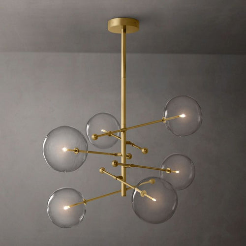 Glass Globe Mobile Six-arm  Living Room Chandelier 55"