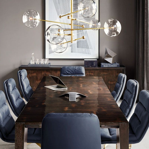 Glass Globe Mobile Six-arm  Living Room Chandelier 55"