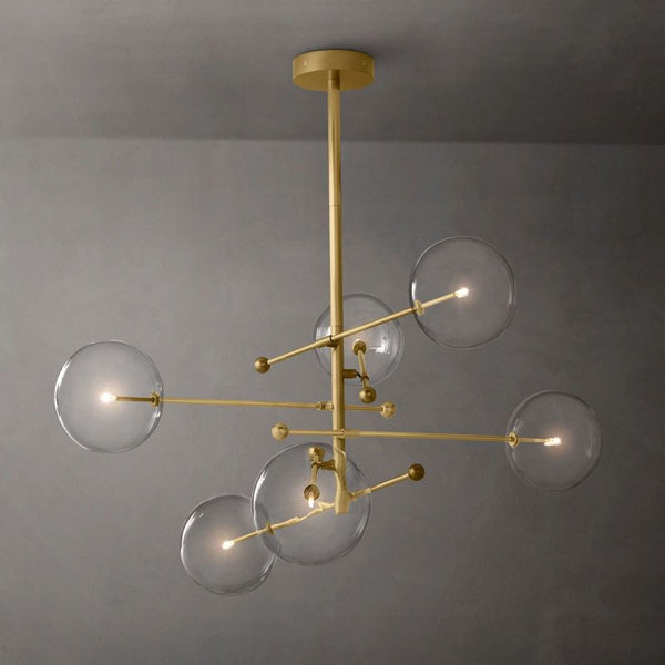 Glass Globe Mobile Six-arm  Living Room Chandelier 55"