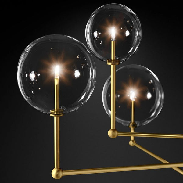 Glass Globe Mobile Three-arm Living Room Chandelier 46"