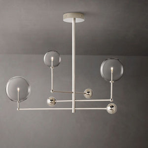 Glass Globe Mobile Three-arm Living Room Chandelier 46"