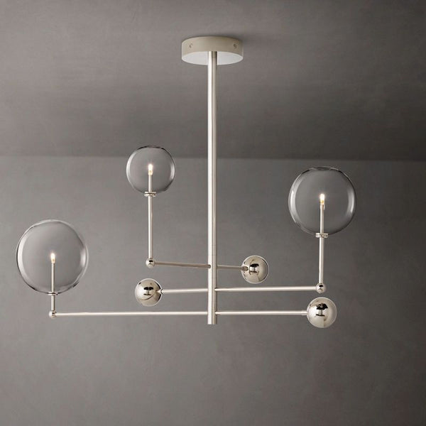 Glass Globe Mobile Three-arm Living Room Chandelier 46"