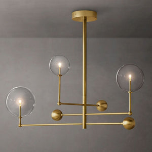 Glass Globe Mobile Three-arm Living Room Chandelier 46"