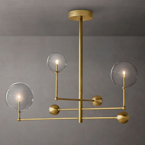 Glass Globe Mobile Three-arm Living Room Chandelier 46"