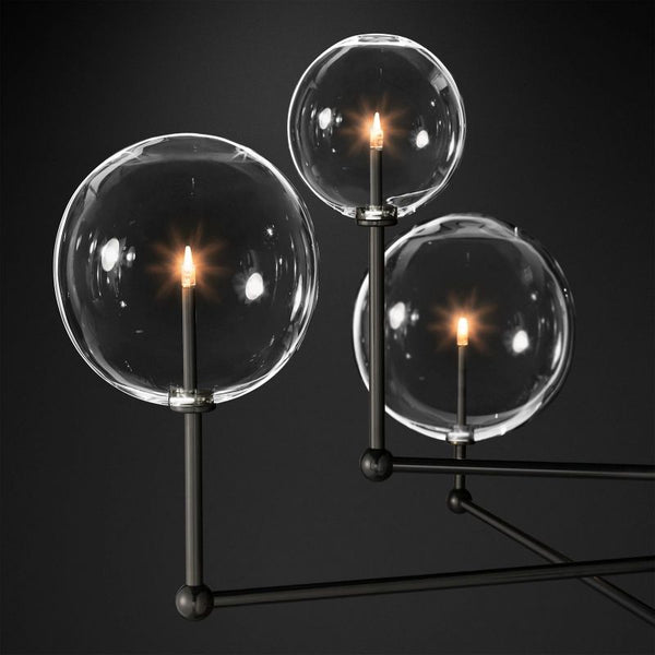 Glass Globe Mobile Three-arm Living Room Chandelier 46"